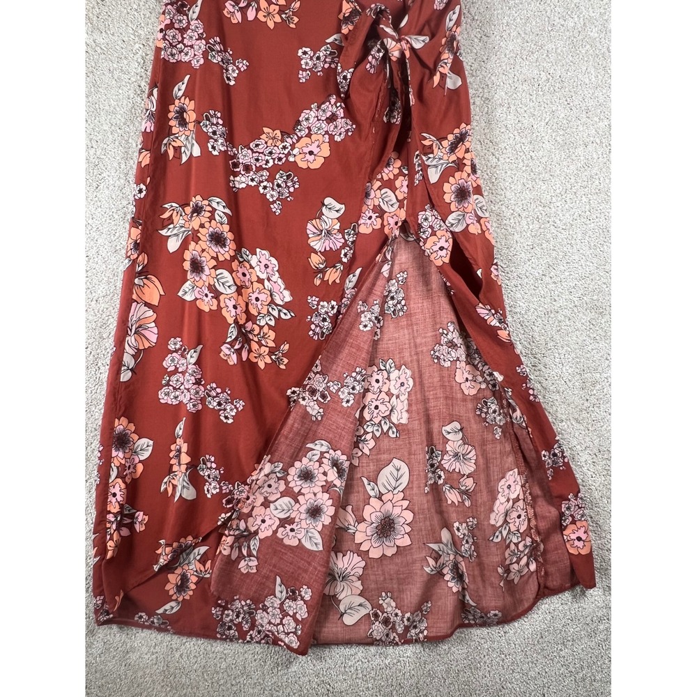 Free People Sunray Sarong Floral Faux Wrap Midi Skirt Rust Orange Womens 2 - Picture 8 of 11